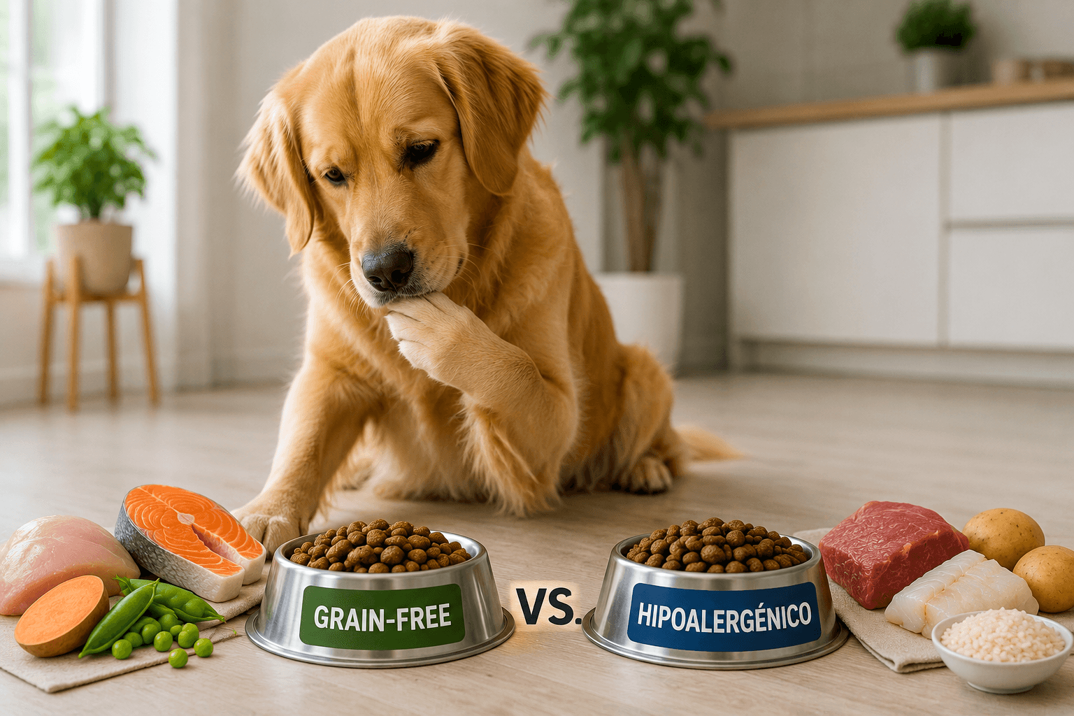 Grain-free vs hipoalergénico: cuál elegir si tu perro tiene alergias